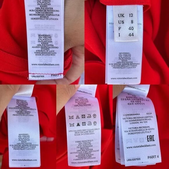 Victoria Beckham Off Shoulder Bandeau Dress in Tomato Red size 8 - Picture 14 of 16